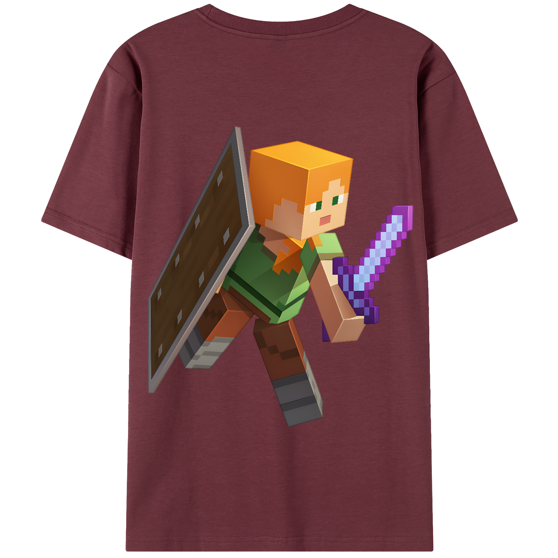 （画像用） マインクラフト ブロックの世界 Minecraft MC Block world 綿100％半袖Tシャツ（背面プリント）